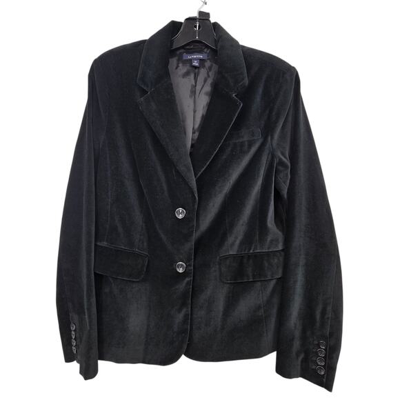 Lands End Velvet Blazer Jacket Womens 12 Black Holiday Fairy Grunge Whimsigoth - Picture 1 of 13